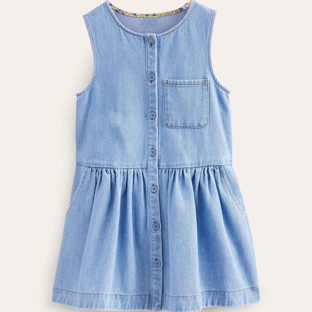 Mini Boden Light Blue Button-Front Kids Dress